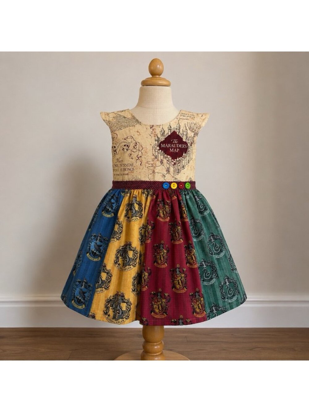 Harry Potter Marauder's Map Girl Dress Size 4 HandMade In USA Multicolor Parks